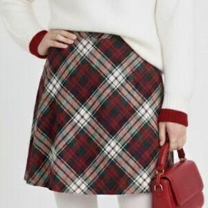 Vintage Plaid A-Line Skirt - Red and Green Small-Medium Cottagecore Academia